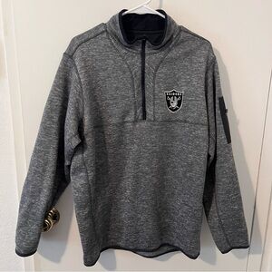 Las Vegas Raiders Antigua Throwback Fortune Quarter Zip Pullover Jacket Gray XL
